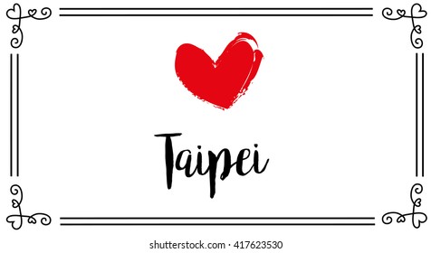 vector love postcard taipei city 