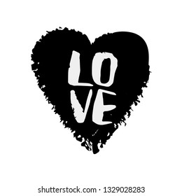 Vector love poster card vector background with hand lettering heart.