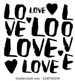 Vector love poster card vector background with hand lettering heart.