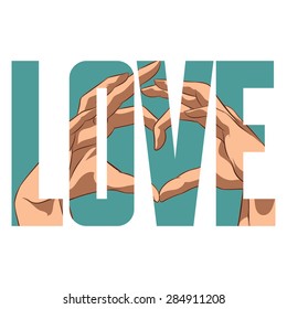 Vector Love poster with double exposure effect