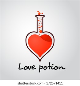 Vector Love potion tube with bubbles illustration for valentines day