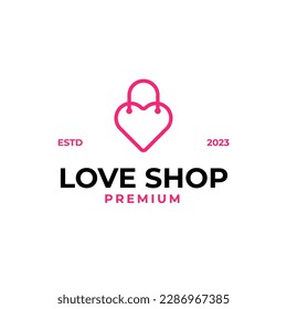 Vector love shop bag logo design illustration idea