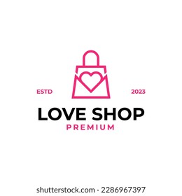 Idea del diseño del logotipo de la bolsa de amor de los vectores