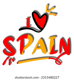 Vector i love spanish and text depicting love for Spain on a white background