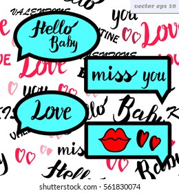 Vector love speech bubbles on funny cartoon style background. element for you design.