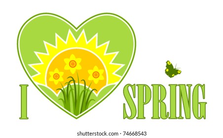 vector I love spring card