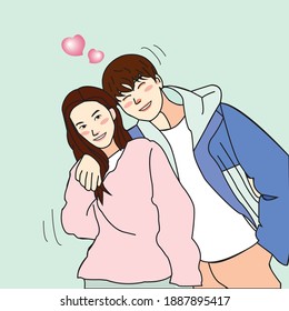 vector love story of sweet couple teenager 