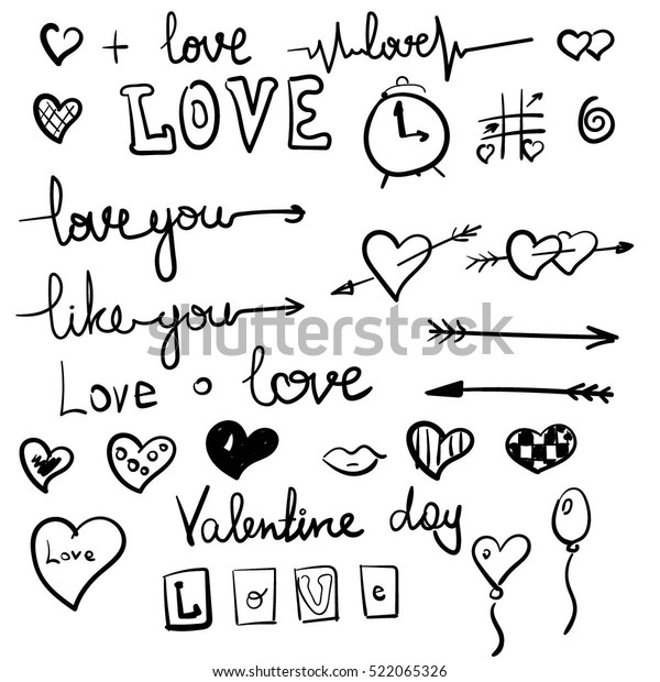 Vector Love Symbols Set Black Image Vectorielle De Stock Libre De Droits