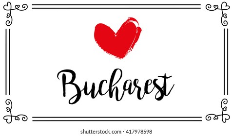 vector love theme postcard for Bucharest city
