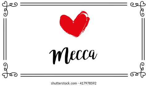 vector love theme postcard for mecca city