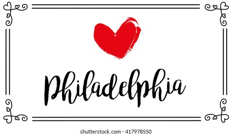 vector love theme postcard for Philadelphia city