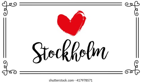 vector love theme postcard for stockholm city