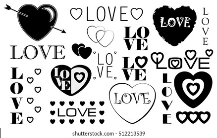 Vector love tips collection. Plain sketches on a love theme.