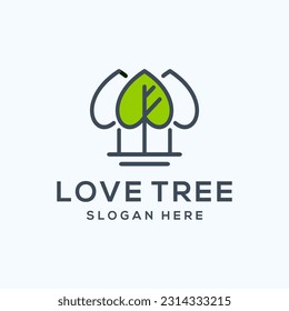 Icono del logotipo del árbol de amor del vector ilustración del vector