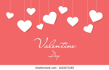 vector love and valentine day background with origami hanging  heart.