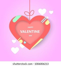 vector love and valentine day  with hanging  heart.