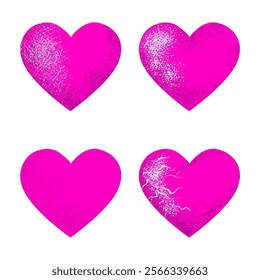 vector love valentine set with grunge noise and spot patterns. eps format