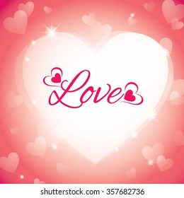 Vector love for Valentine's day. Lighting of heart pink background colors.