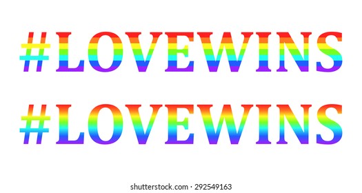 El amor vectorial gana las palabras en los colores del arcoiris, símbolo del matrimonio gay 