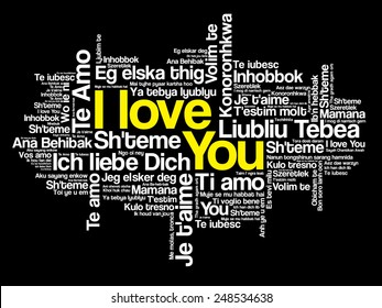 Vector love words "I love you" in all languages of the world, words cloud