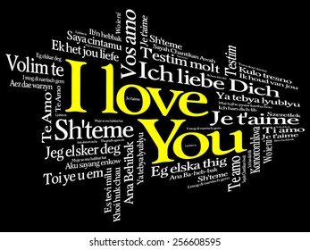 Vector love words "I love you" in all languages of the world, words cloud
