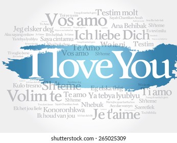 Vector love words "I love you" in all languages of the world, words cloud