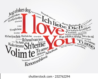 Vector love words I love you in all languages of the world