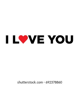 Vector I love you with heart icon.