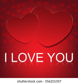 vector i love you on abstract hearts background 