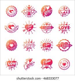 Vector I love You photo badges, modern lettering collection, inspirational text