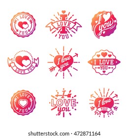 Vector I love You photo badges, modern lettering collection, inspirational text