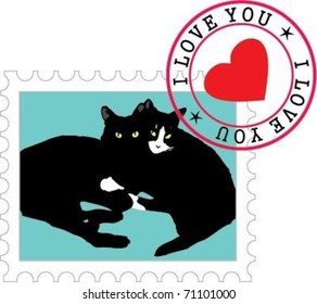 vector I love you postage stamp