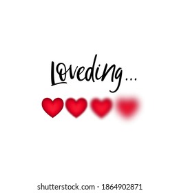 Vector Loveding Concept with Red Blurred Hearts. Illustration for Valentine's Day. Loading Love Concept for Banners, Greeting Cards and Wedding Invitations