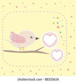 vector lovely autumn birds on tree branch wedding card