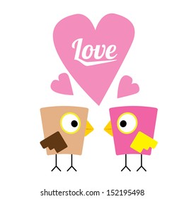 Vector lovely Birds. love funny concept design for greeting card or invitation. valentine day background