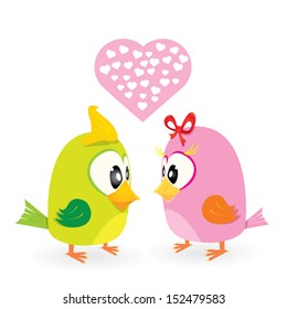 Vector lovely couple of Birds . love funny concept design for greeting card or invitation. valentine day background/