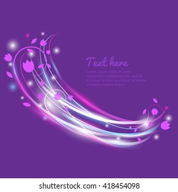 Vector lovely floral banner with magic light effect. Good for background, template, flyer, cover, invitation, greeting card.