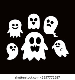 Vector lovely halloween ghost collection with flat design