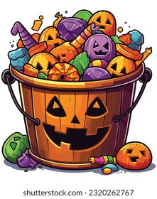 vector lovely hand drawn Halloween candy bag