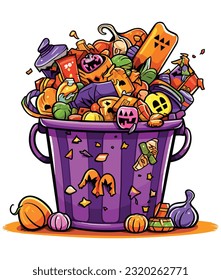 vector lovely hand drawn Halloween candy bag