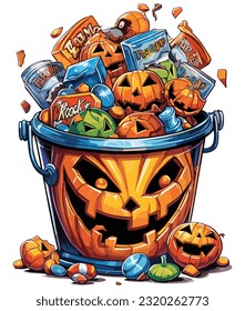 vector lovely hand drawn Halloween candy bag