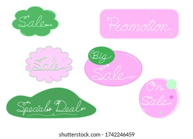 Vector - Lovely label or tag with wording Sale, Special Deal, Promotion on pink and green background. Ecology business concept. Can be use for advertising, brochure.