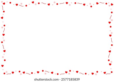 Vector - Lovely mini red hearts border or frame. Valentine's Day. Copy space. Can be use for invitation, postcard, card, web. 