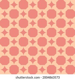 Vector Lovely Modern Geometric Pattern, Curves, Poster, Postcard, Texture, Pastel Color Palettes Background, Square, Textures, Illustration, Brown Astroid And Octagon On Light Orange Background