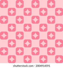 Vector Lovely Modern Geometric Pattern, Curves, Poster, Postcard, Texture, Pastel Color Palettes Background, Square, Textures, Illustration, Pink Astroid In Pink Rounded Square On Pink Background