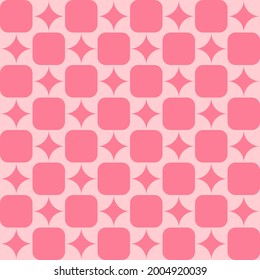 Vector Lovely Modern Geometric Pattern, Curves, Poster, Postcard, Texture, Pastel Color Palettes Background, Square, Textures, Illustration, Pink Astroid And Rounded Square On Light Pink Background