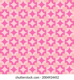 Vector Lovely Modern Geometric Pattern, Curves, Poster, Postcard, Texture, Pastel Color Palettes Background, Square, Flat Textures, Illustration, Pink Astroid In Plus On Pink Background