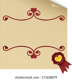 vector lovely paper with wax seal - Separate layers for easy editing