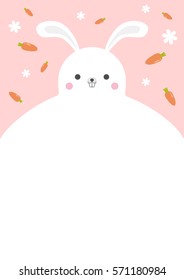 Vector lovely rabbit template design with carrot and flower decoration. A4 size and RGB color mode.