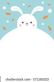 Vector lovely rabbit template design with carrot and flower decoration. A4 size and RGB color mode.